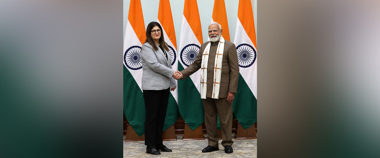 Prime Minister, H.E. Shri Narendra Modi, meets Minister of Foreign Affairs and Expatriates of the State of Palestine, H.E. Dr. Varsen Aghabekian. 31 January 2026, New Delhi.